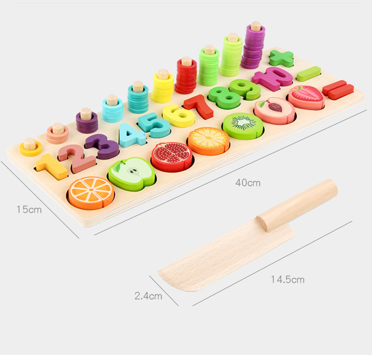 Bộ đồ chơi gỗ làm tính bằng gỗ với kích thước lớn nhiều màu sắc
